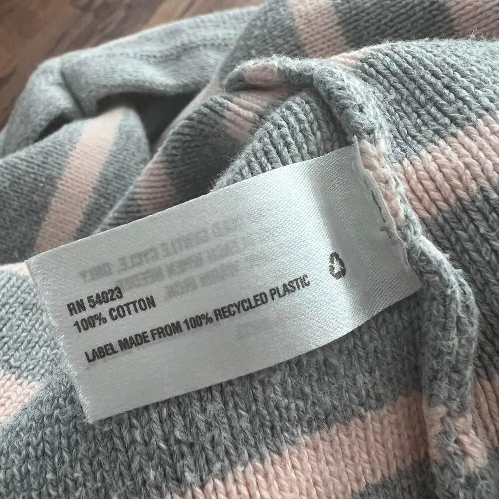 Gap Girl's Gray & Pale Pink Stripe Warm Cozy Thick 100% CottonSweater Dress - 4